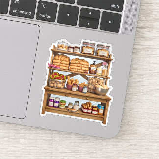 Ambachtelijke pantry plank met lekkernijen sticker