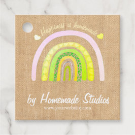 Ambachtelijke Regenboog Ruw Canvas 'Thuisgemaakt' Bedankjes Labels