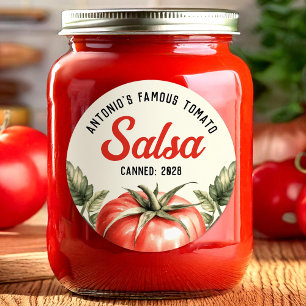 Ambachtelijke Vintage Tomaat Salsa conserven Ronde Sticker