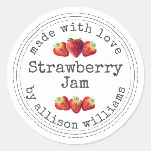 Ambachtelijke zelfgemaakte aardbeienjam ronde sticker