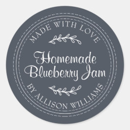 Ambachtelijke zelfgemaakte bosbessenjam inmaken do ronde sticker