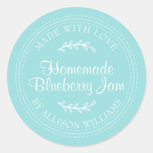 Ambachtelijke zelfgemaakte bosbessenjam inmaken tu ronde sticker (Voorkant)