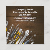 Ambachtslieden Gereedschap Houten Tafel Vierkante Visitekaartje (Achterkant)