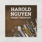 Ambachtslieden Gereedschap Houten Tafel Vierkante Visitekaartje (Voorkant)