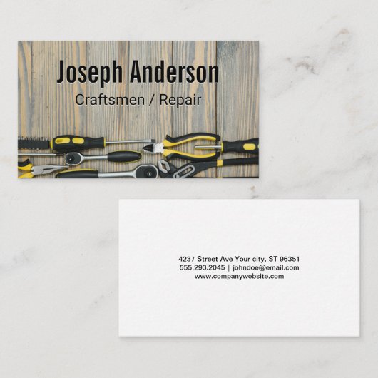 Ambachtslieden | Gereedschap | Werkplaats Tafel Visitekaartje (Voorkant / Achterkant)