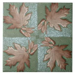 Ambachtsman Maple Leaf groen en koper Tegeltje