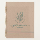 Ambachtspapier, Botanische logo, groene typografie Planner (Voorkant)