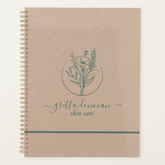 Ambachtspapier, Botanische logo, groene typografie Planner (Voorkant)