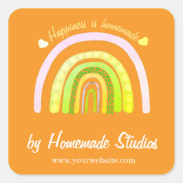 Ambachtswerk Regenboog 'Geluk is Thuisgemaakt' Vierkante Sticker