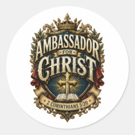 Ambassadeur voor Christus Bijbelvers Christelijk E Ronde Sticker