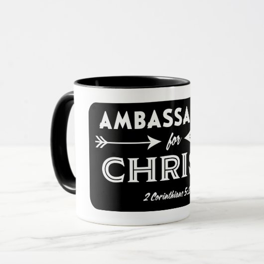 Ambassadeur voor Christus Schrift Slogan Mok (Voorkant links)