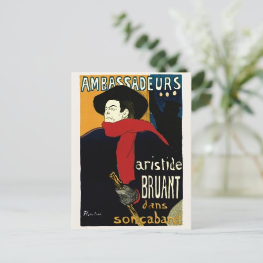  Ambassadeurs Art Nouveau in Toulouse Lautrec Briefkaart (Staand voorkant)