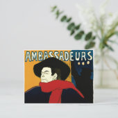  Ambassadeurs Art Nouveau in Toulouse Lautrec Briefkaart (Staand voorkant)