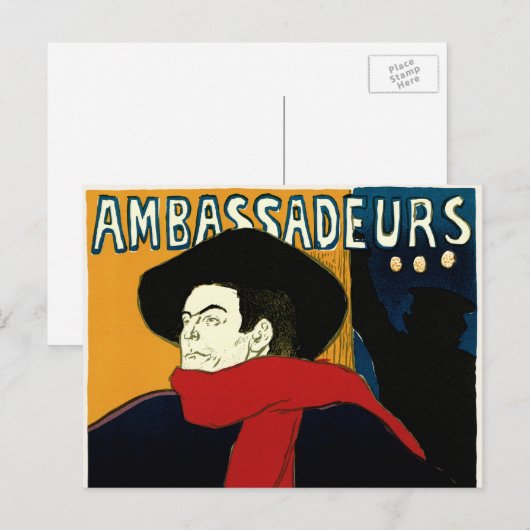  Ambassadeurs Art Nouveau in Toulouse Lautrec Briefkaart (Voorkant / Achterkant)