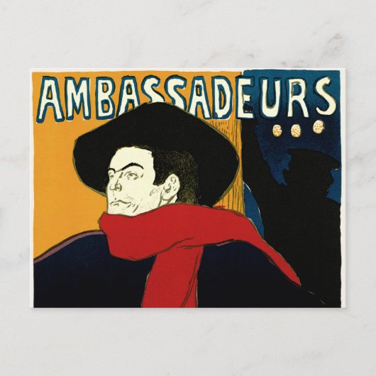  Ambassadeurs Art Nouveau in Toulouse Lautrec Briefkaart (Voorkant)