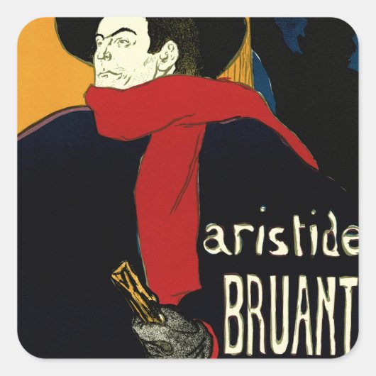  Ambassadeurs Art Nouveau in Toulouse Lautrec Vierkante Sticker (Voorkant)