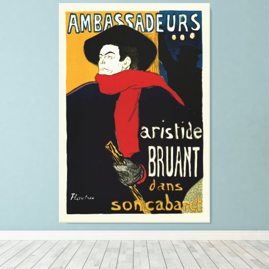 Ambassadeurs, Artistide Bruant door Toulouse Lautr Canvas Afdruk (Insitu (Houten vloer))