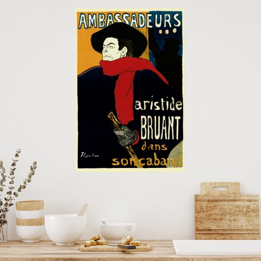 Ambassadeurs, Artistide Bruant door Toulouse Lautr Poster (Keuken)