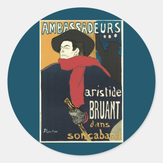 Ambassadeurs, Artistide Bruant door Toulouse Lautr Ronde Sticker (Voorkant)