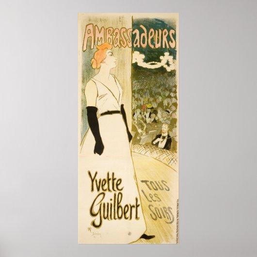 Ambassadeurs Yvette Guilbert door Theophile Steinl Poster (Voorkant)