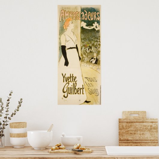 Ambassadeurs Yvette Guilbert door Theophile Steinl Poster (Keuken)