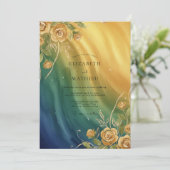 Amber Aqua Roze Bruiloft Kaart (Staand voorkant)