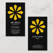 Amber Art Deco Flower Star - zwart Visitekaartje (Voorkant / Achterkant)