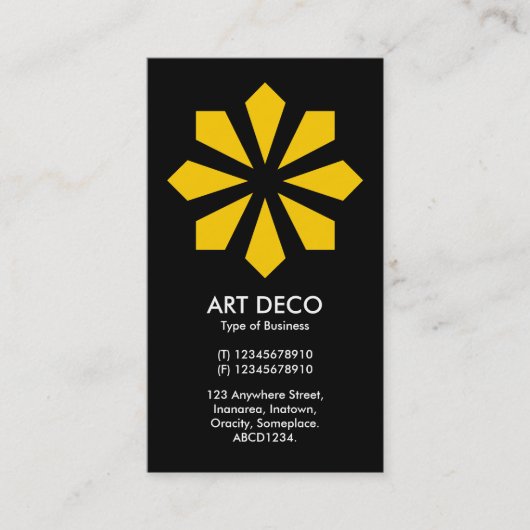 Amber Art Deco Flower Star - zwart Visitekaartje (Voorkant)