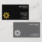 Amber Art Deco Flower Symbool - zwart Visitekaartje (Voorkant / Achterkant)