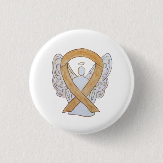 Amber Awareness Lintje Appendix Kanker Engel Speld Ronde Button 3,2 Cm (Voorkant)