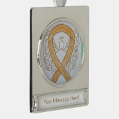 Amber Awareness Ribbon Angel Art Custom Ornaming Verzilverd Banner Ornament (Rechts)