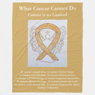 Amber Awareness Ribbon Angel Cancer Chemo Blanket Fleece Deken