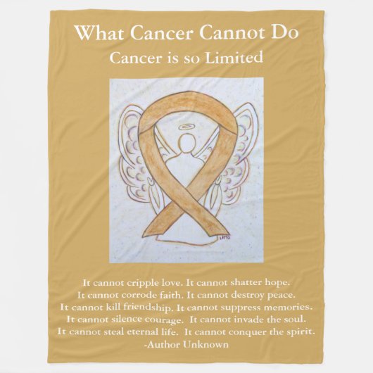 Amber Awareness Ribbon Angel Cancer Chemo Blanket Fleece Deken (Voorkant)