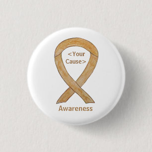 Amber Awareness Ribbon Appendix Cancer Pin Buttonn Ronde Button 3,2 Cm