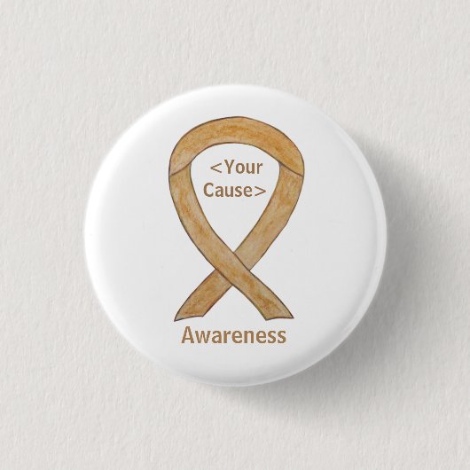 Amber Awareness Ribbon Appendix Cancer Pin Buttonn Ronde Button 3,2 Cm (Voorkant)
