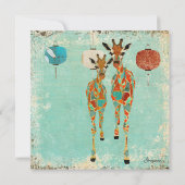 Amber Azure Giraffe Baby Uitnodiging (Achterkant)