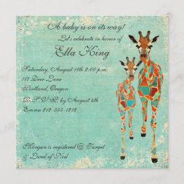 Amber Azure Giraffe Baby Uitnodiging