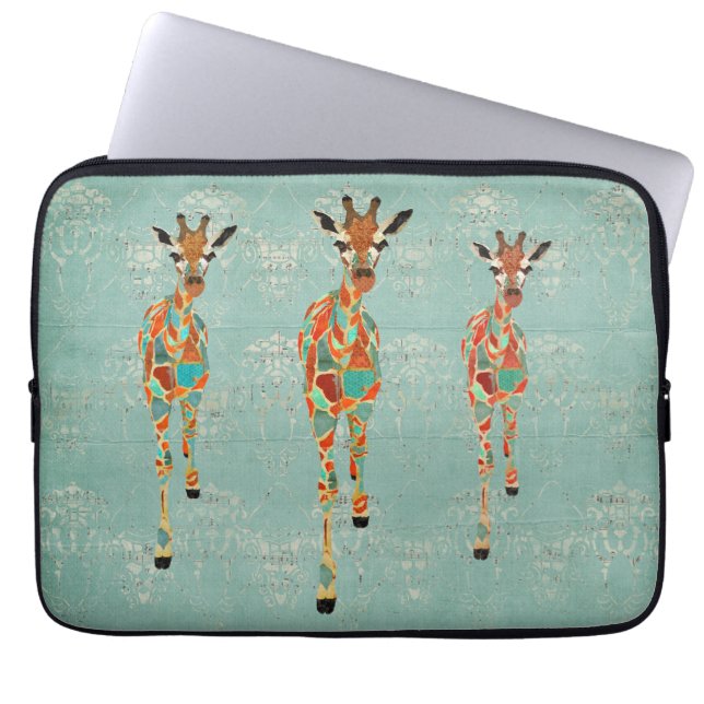 Amber & Azure Giraffe Computer Sleeve (Voorkant)