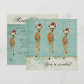 Amber & Azure Giraffe - Uitnodiging voor kerstfees (Voorkant / Achterkant)
