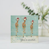 Amber & Azure Giraffe - Uitnodiging voor kerstfees (Staand voorkant)