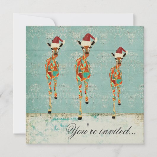 Amber & Azure Giraffe - Uitnodiging voor kerstfees (Voorkant)