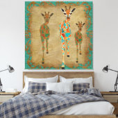 Amber & Azure Giraffes Art Canvas (Insitu (Slaapkamer))
