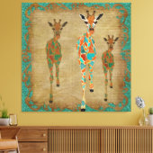 Amber & Azure Giraffes Art Canvas Afdruk (Insitu (Woonkamer))