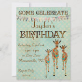 Amber & Azure Giraffes - uitnodiging van vrijdag (Voorkant)