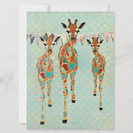 Amber & Azure Giraffes - uitnodiging van vrijdag (Achterkant)