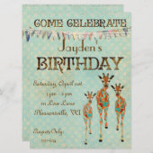 Amber & Azure Giraffes - uitnodiging van vrijdag (Voorkant / Achterkant)