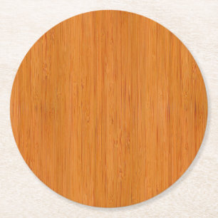 Amber Bamboo Wood Grain Kijk Ronde Kartonnen Onderzetter