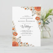 Amber Bloemige Whimsy Bruiloft Kaart (Staand voorkant)