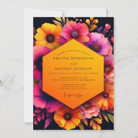 Amber Bloom Autumn Wedding Kaart (Voorkant)
