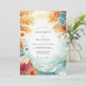 Amber Bloom Whimsische Bruiloft Kaart (Staand voorkant)